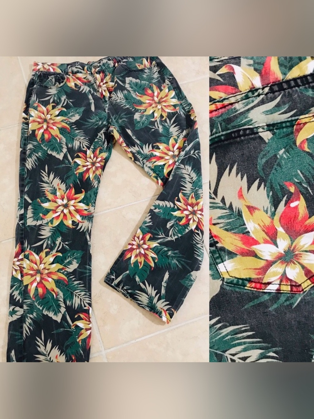 AGILE Tropical FLORAL Print JEANS Size 38
